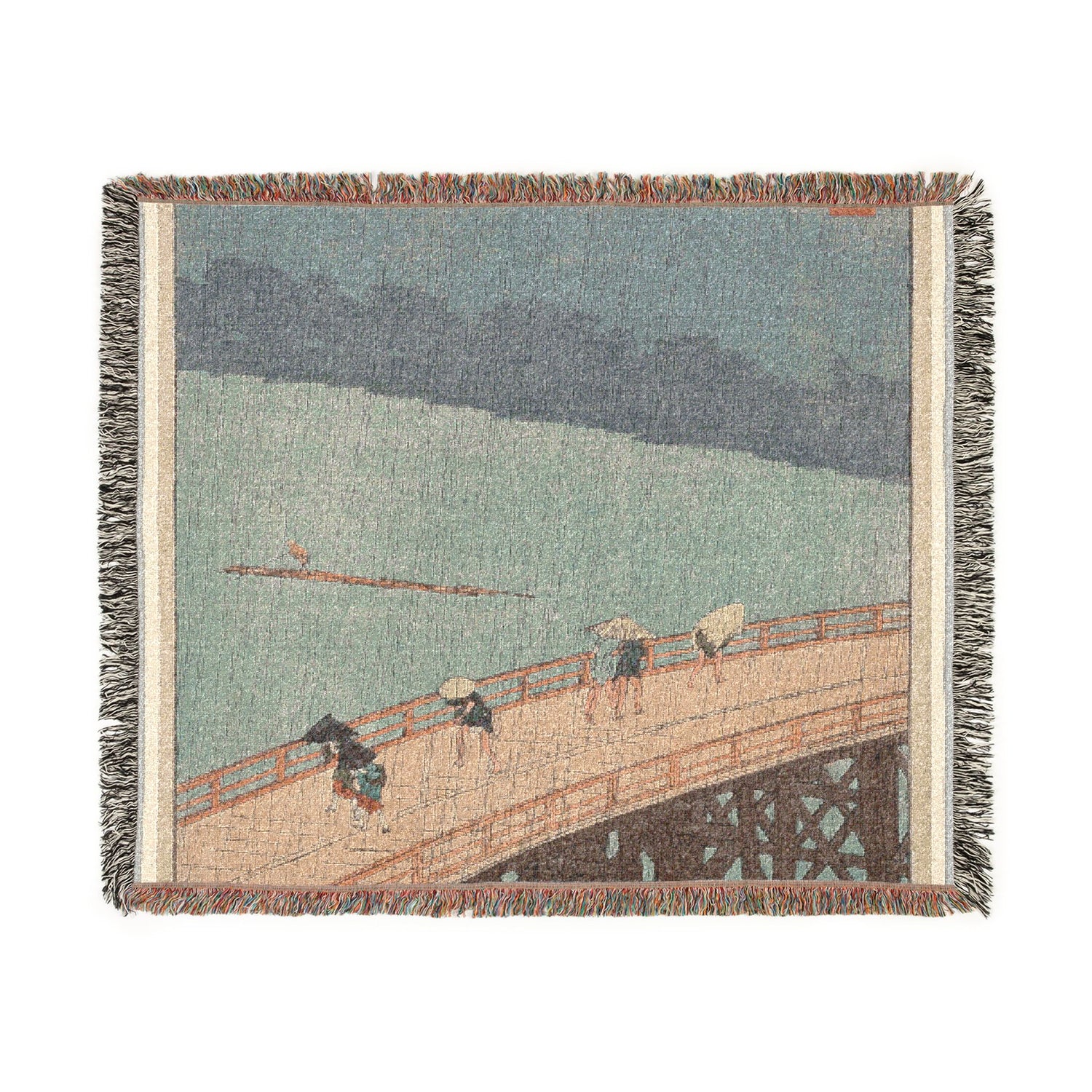 Sudden Shower over Shin Ohashi Bridge - Utagawa Hiroshige Tapestry Blanket