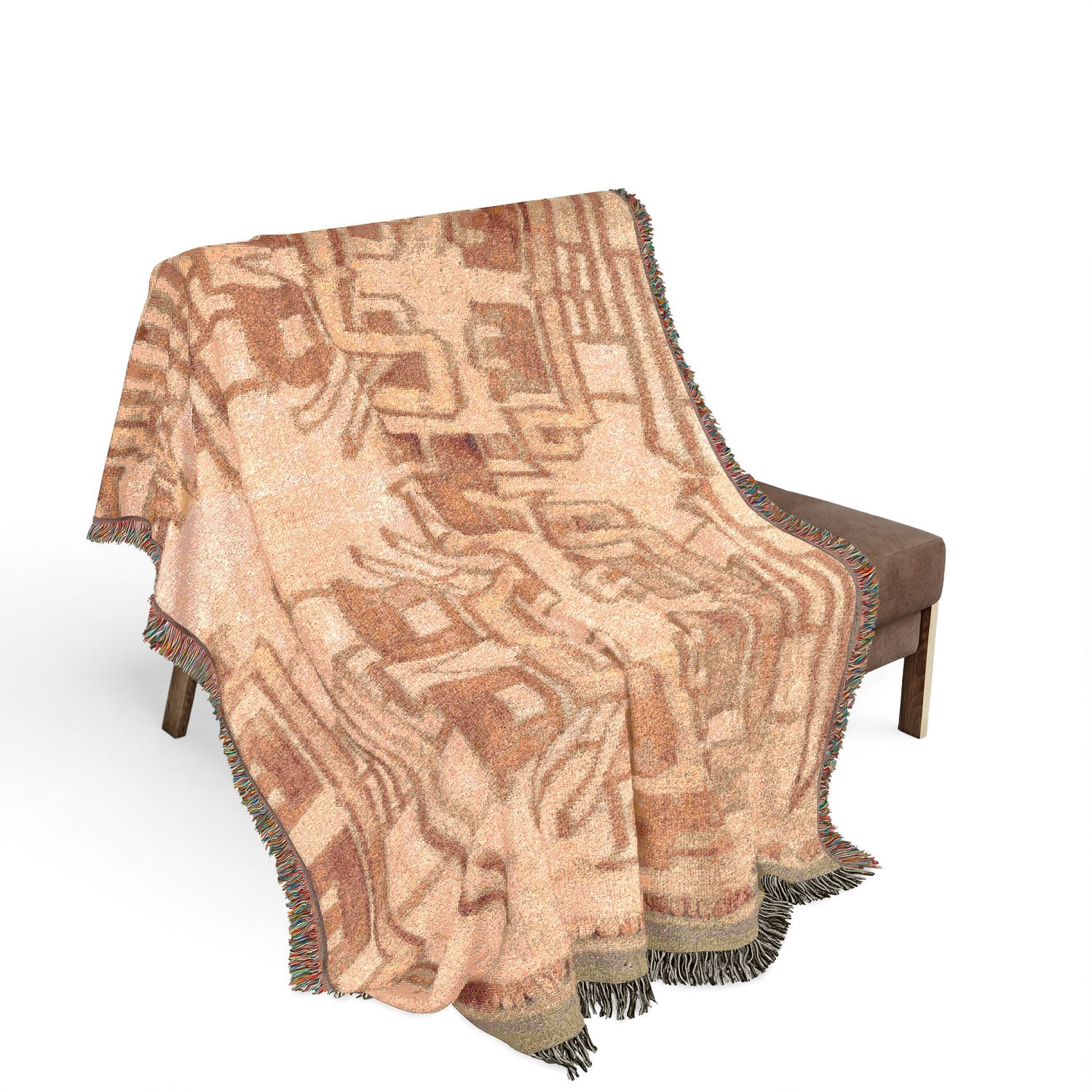 Two Textile Fragment with Fanged Heads Woven Throw Blanket
