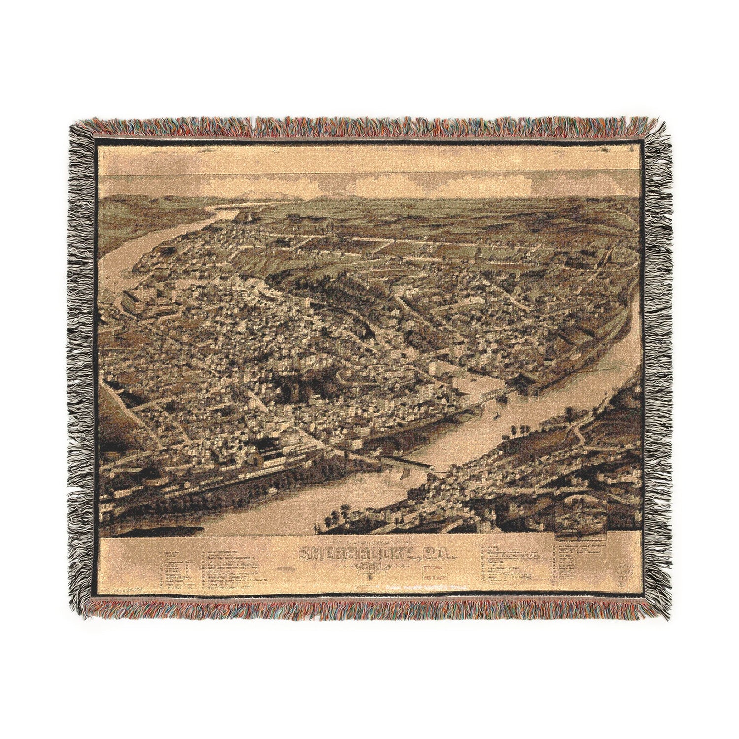 Bird's eye view of Sherbrooke, P.Q. Woven Throw Blanket