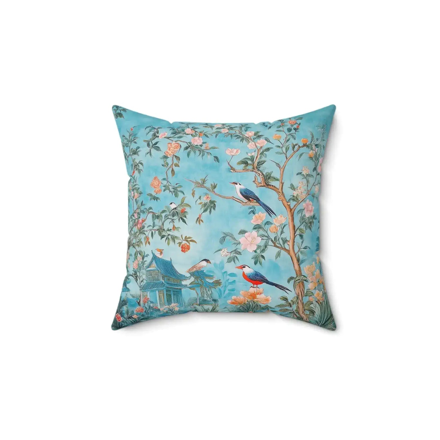 Blue Garden Harmony Throw Pillow