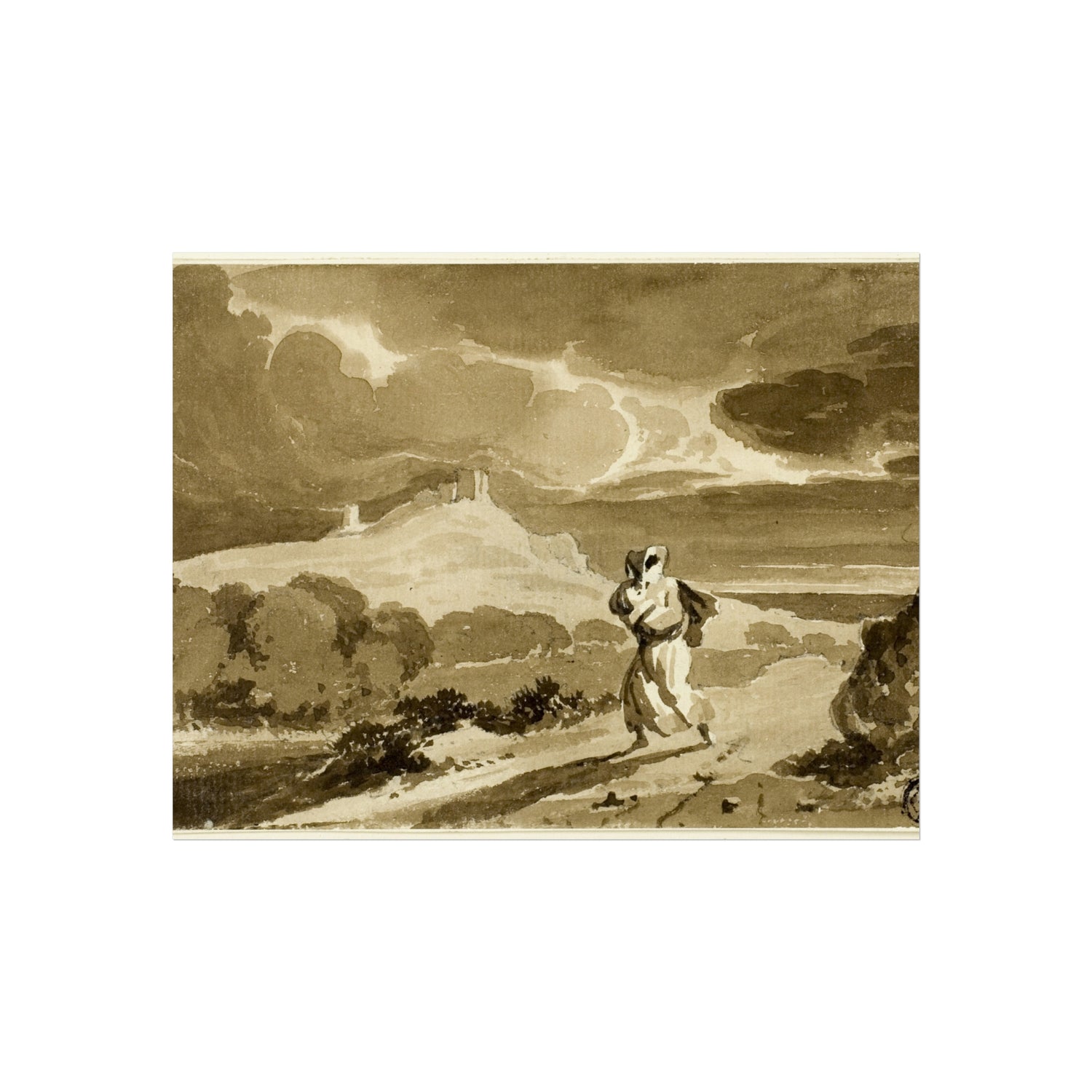 Woman with Baby Fleeing Across Moors - John Constable Fine Art Poster