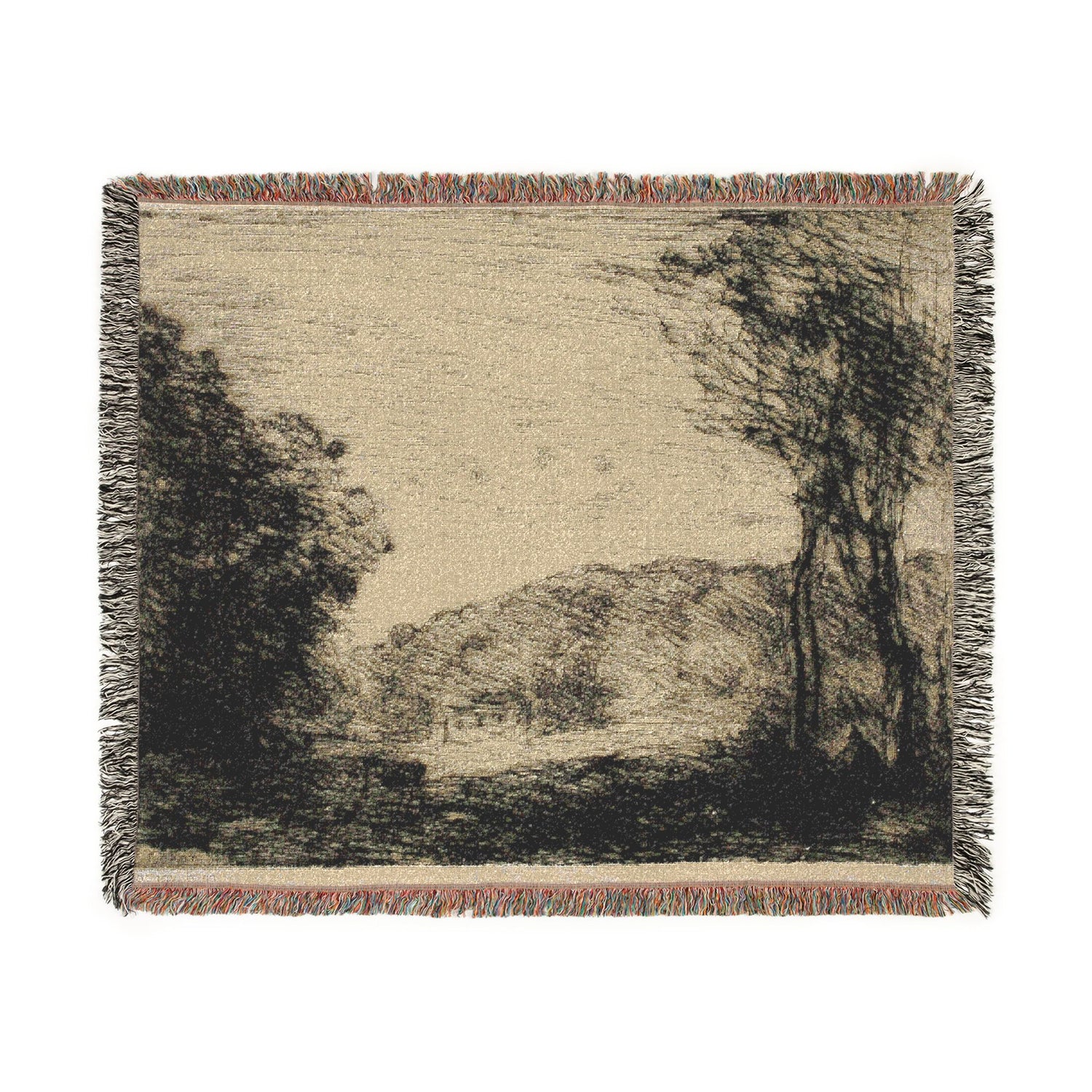 Wooded Countryside - Jean Baptiste Camille Corot Tapestry Blanket