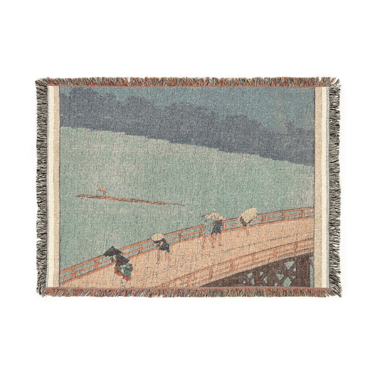 Sudden Shower over Shin Ohashi Bridge - Utagawa Hiroshige Tapestry Blanket
