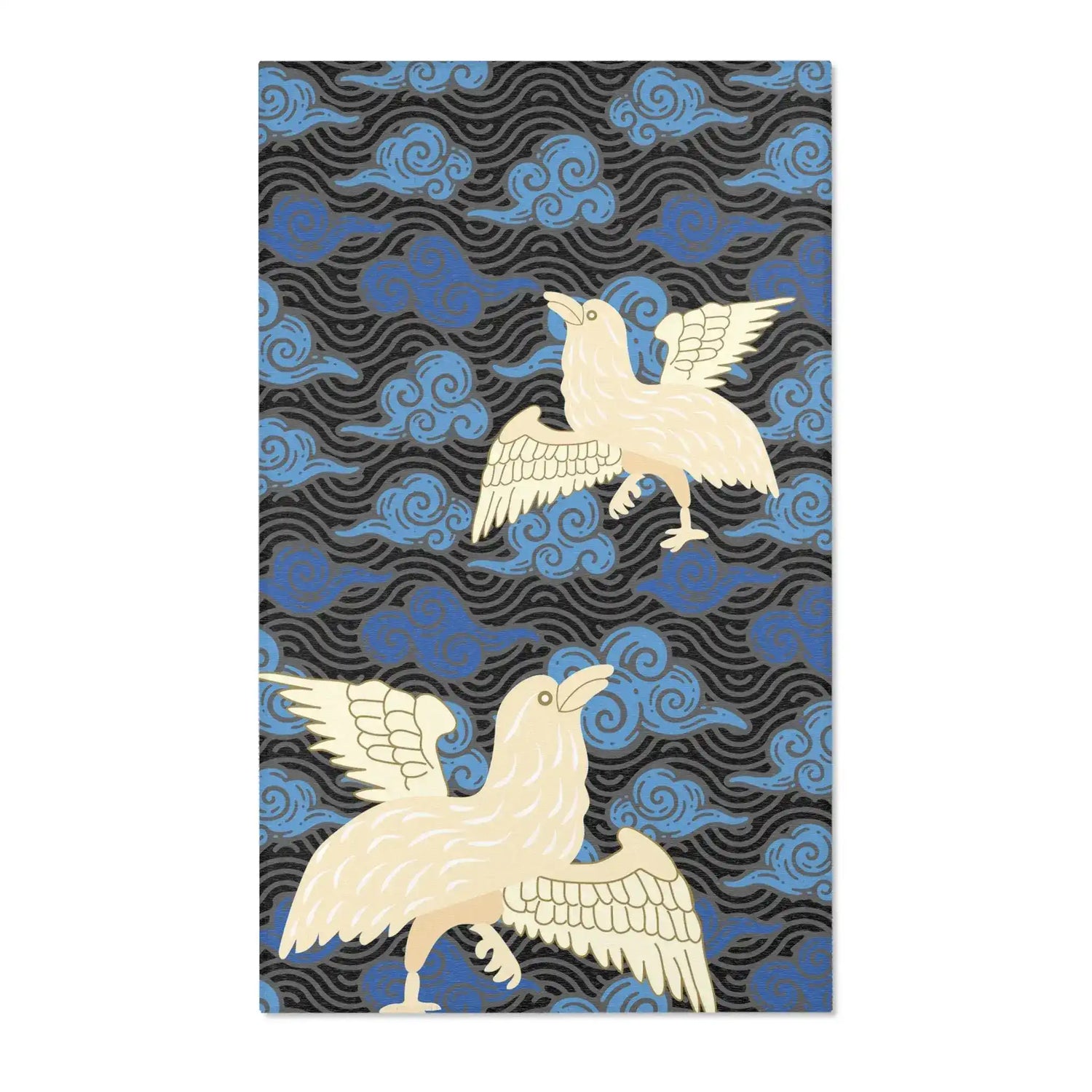 Twin Phoenixes in Midnight Clouds Accent Rug
