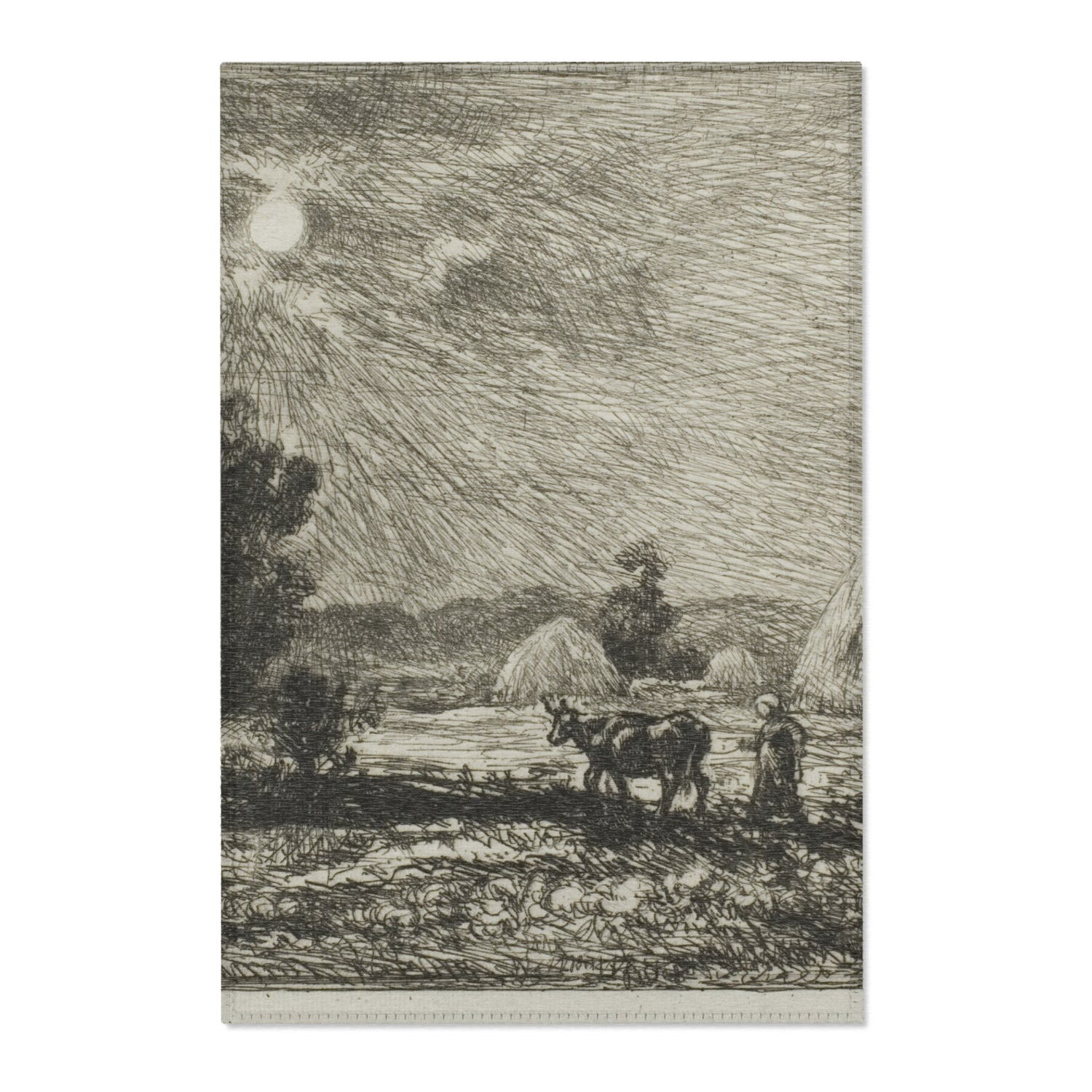 Moonlight at Valmondois - Charles François Daubigny Area Rug