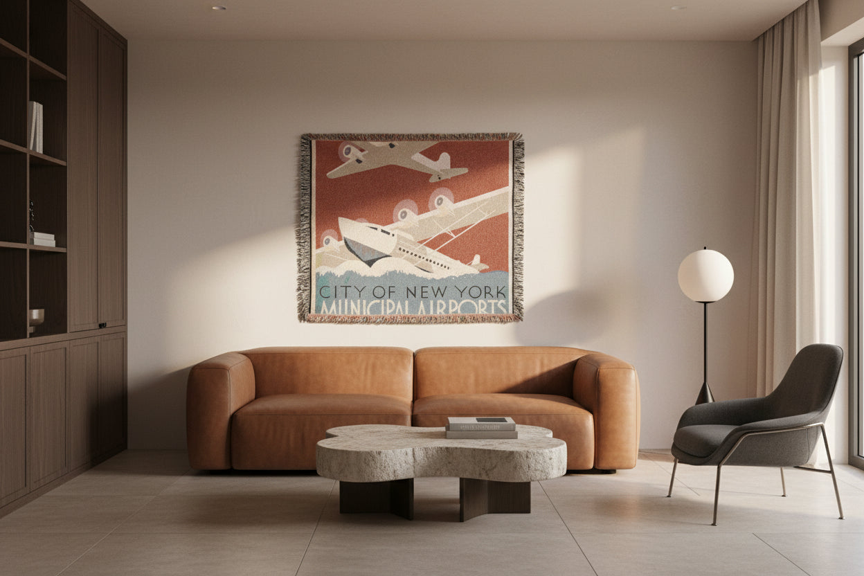 City of New York Municipal Airports Tapestry Blanket