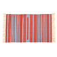 Handwoven Red and Blue Stripe Cotton Rug with Fringes