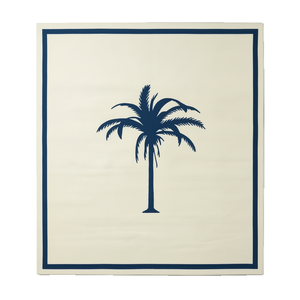 A Palm in Quiet Blue Hand Knotted Rug