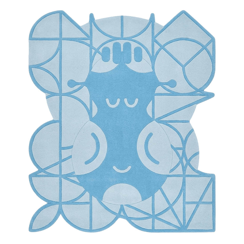A Smile in Cyan Maze Hand Tufted Rug - MAIA HOMES