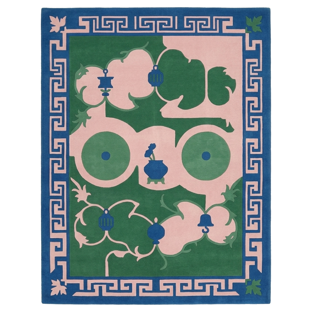 Abstract Botanical Cluster Hand Tufted Rug