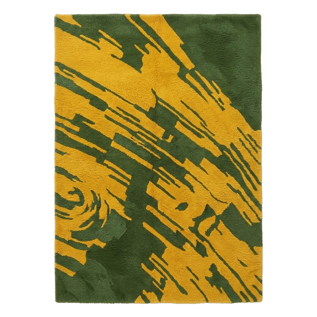 Abstract Golden Stroke Hand Tufted Rug