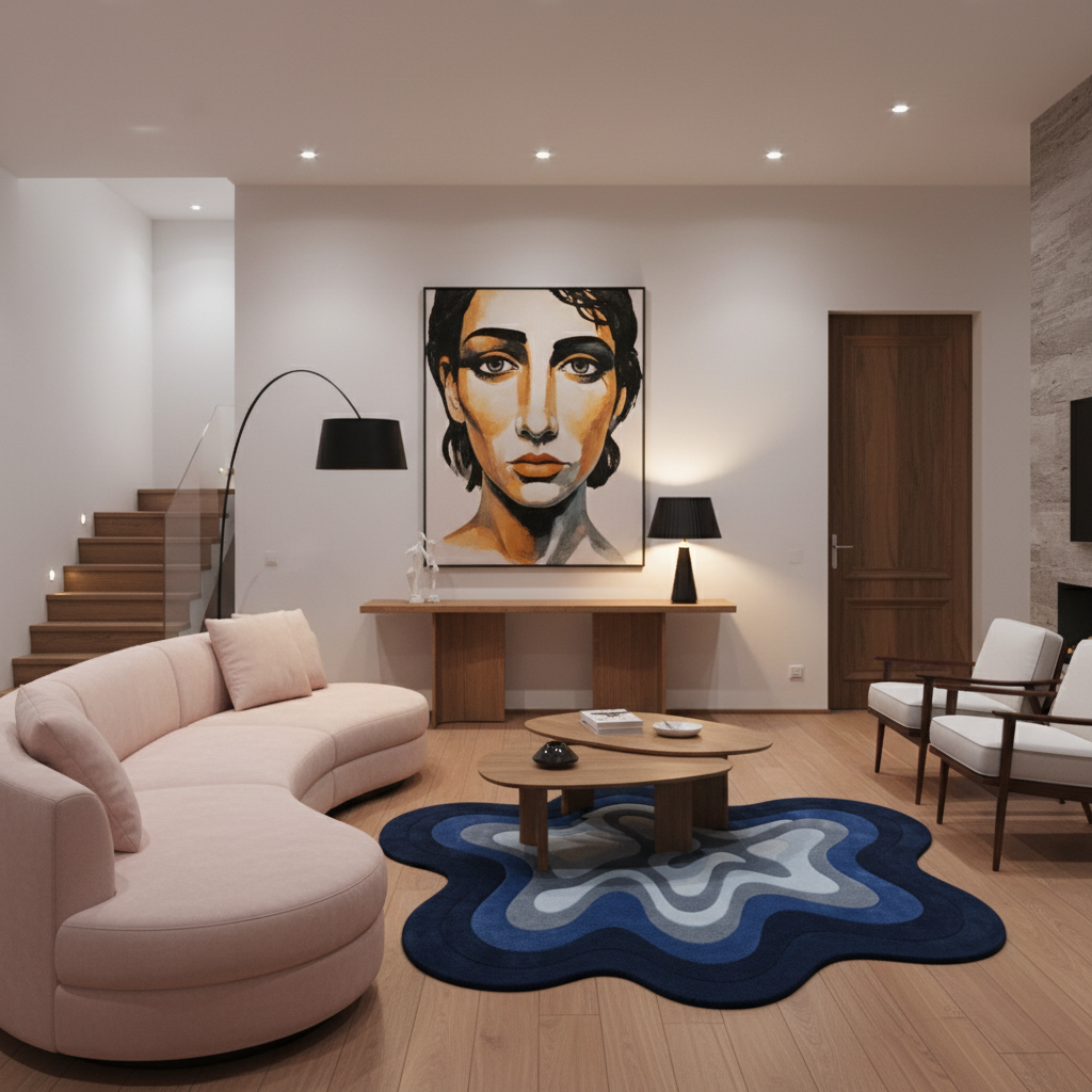 Abstract Ripple Hand Tufted Wool Rug