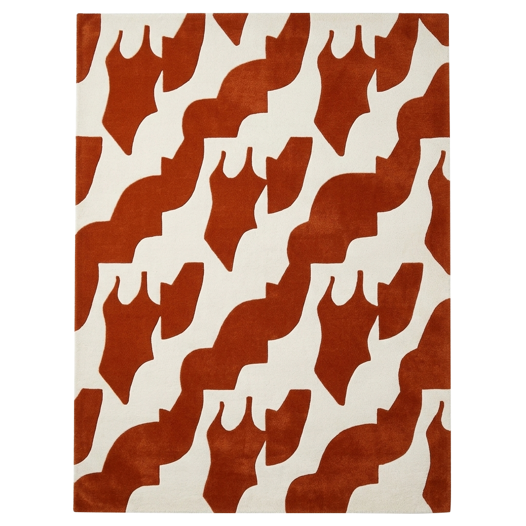 Abstract Terracotta Fragments Hand Tufted Rug