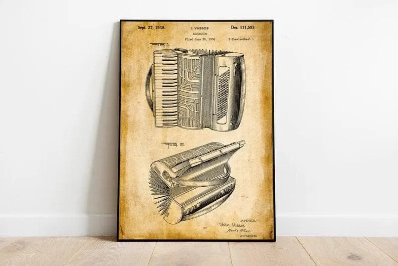 Accordion Patent Print| Framed Art Print