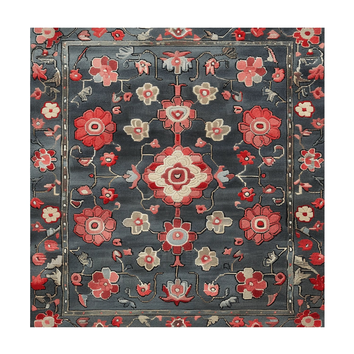 Midnight Floral Trellis Hand Tufted Rug