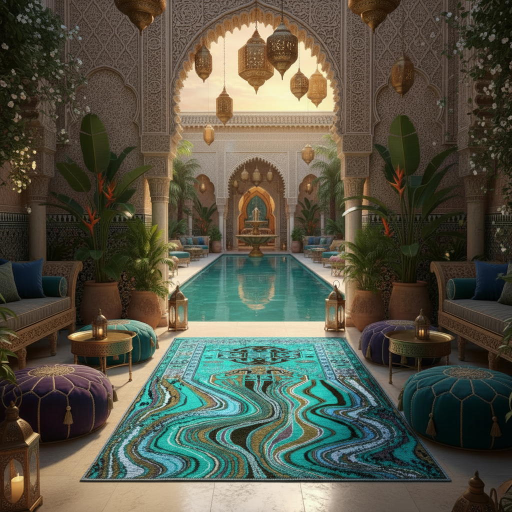 Alaia Persian Turquoise Melting Area Rug