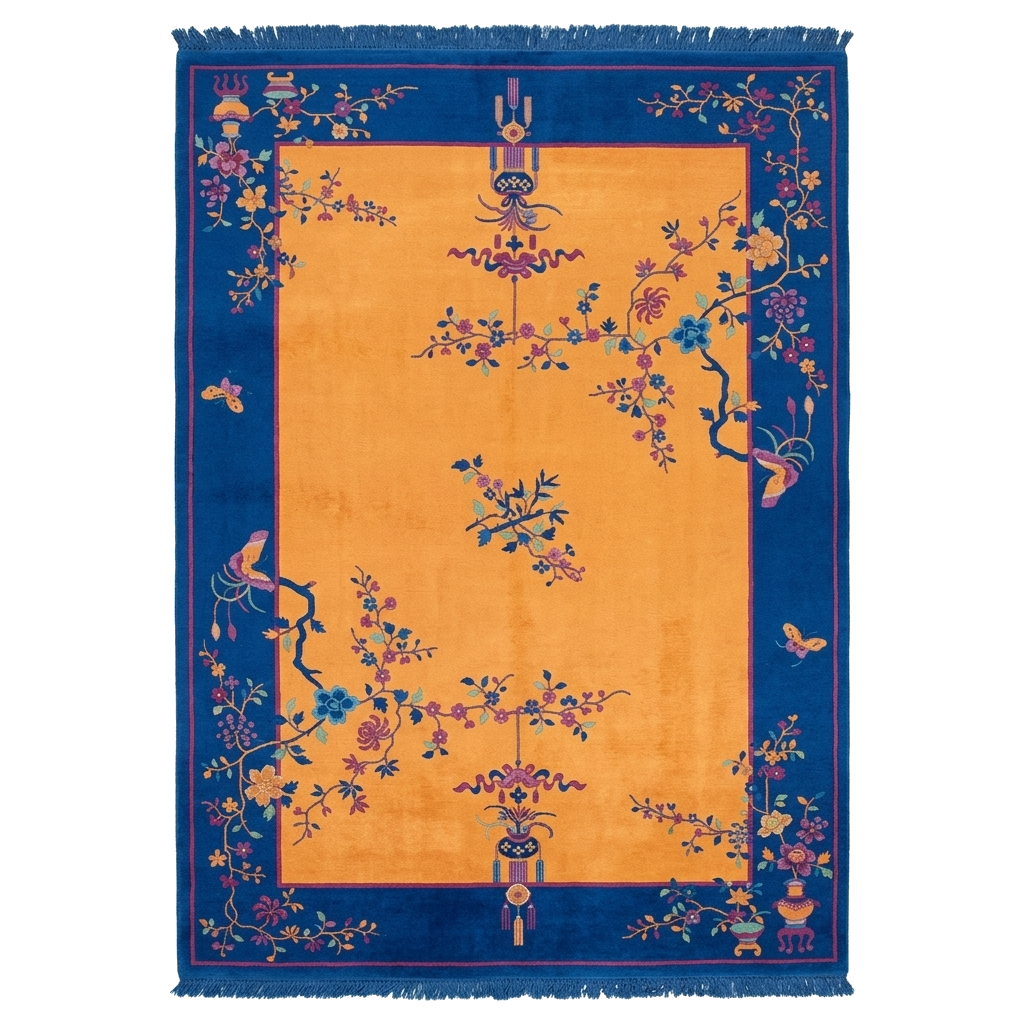 Amber Blossom Lane Hand Knotted Rug