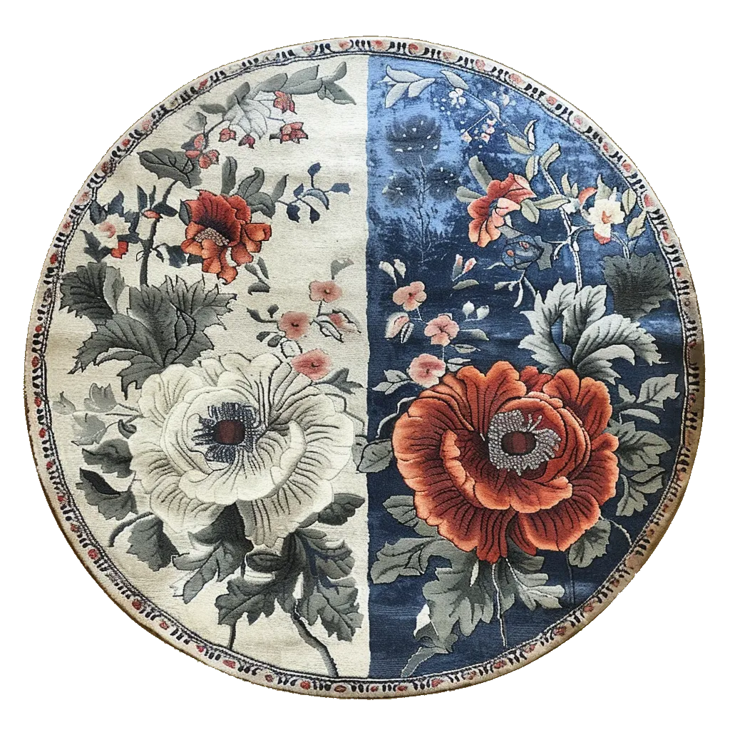 Ivory and Indigo Dreamscape Hand Tufted Round Rug