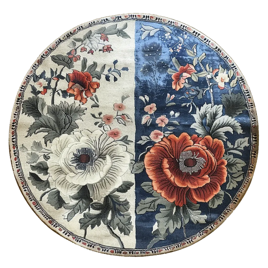 Ivory and Indigo Dreamscape Hand Tufted Round Rug