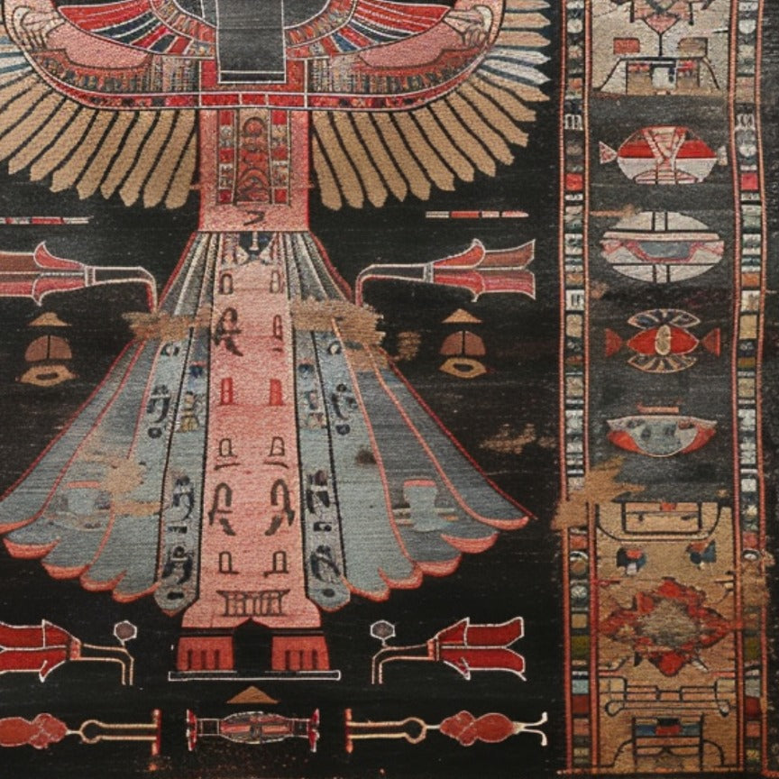 Ancient Egyptian Hieroglyph Hand Knotted Area Rug