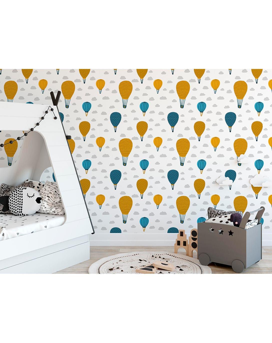 Kids Room Air Balloons in Sky Removable Wallpaper