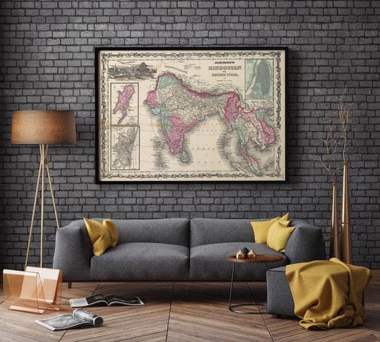 Antique Map British India| India Bombay Old Map 
