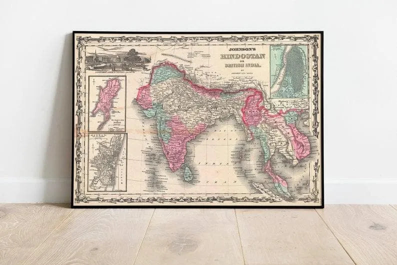 Antique Map British India| India Bombay Old Map