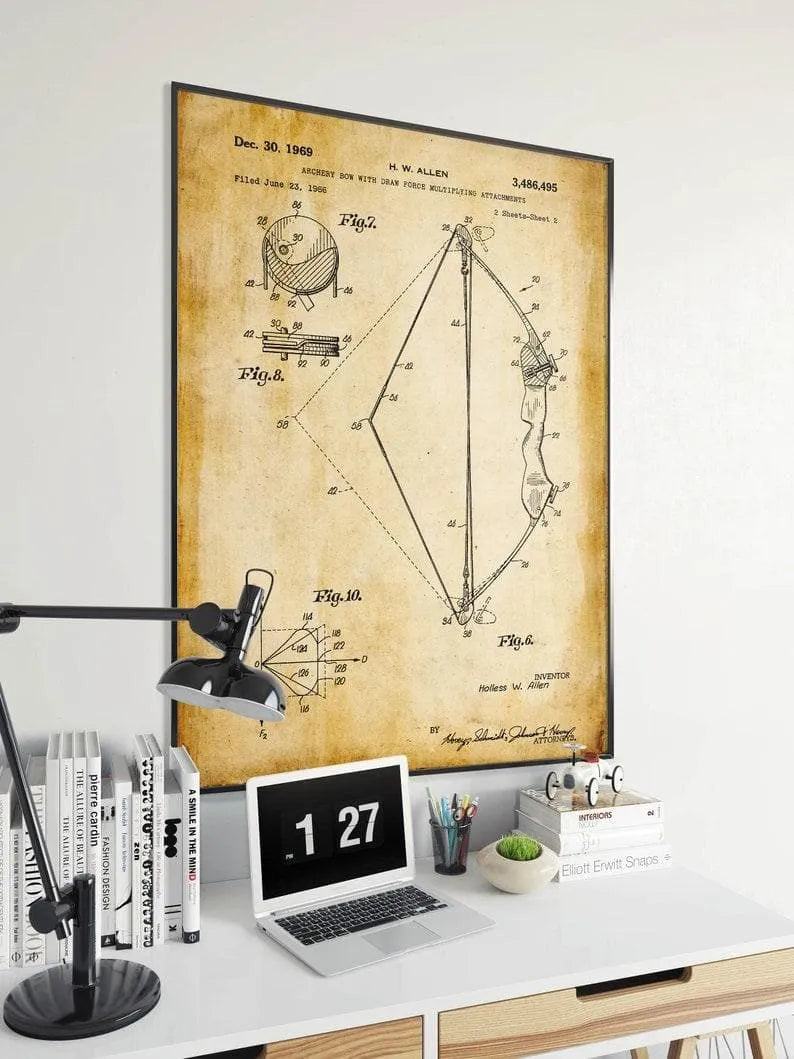 Archery Bow Patent Print| Framed Art Print