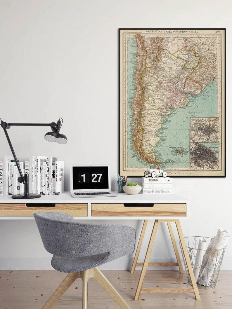 Argentina and Chile Map Wall Print| Wall Print Map