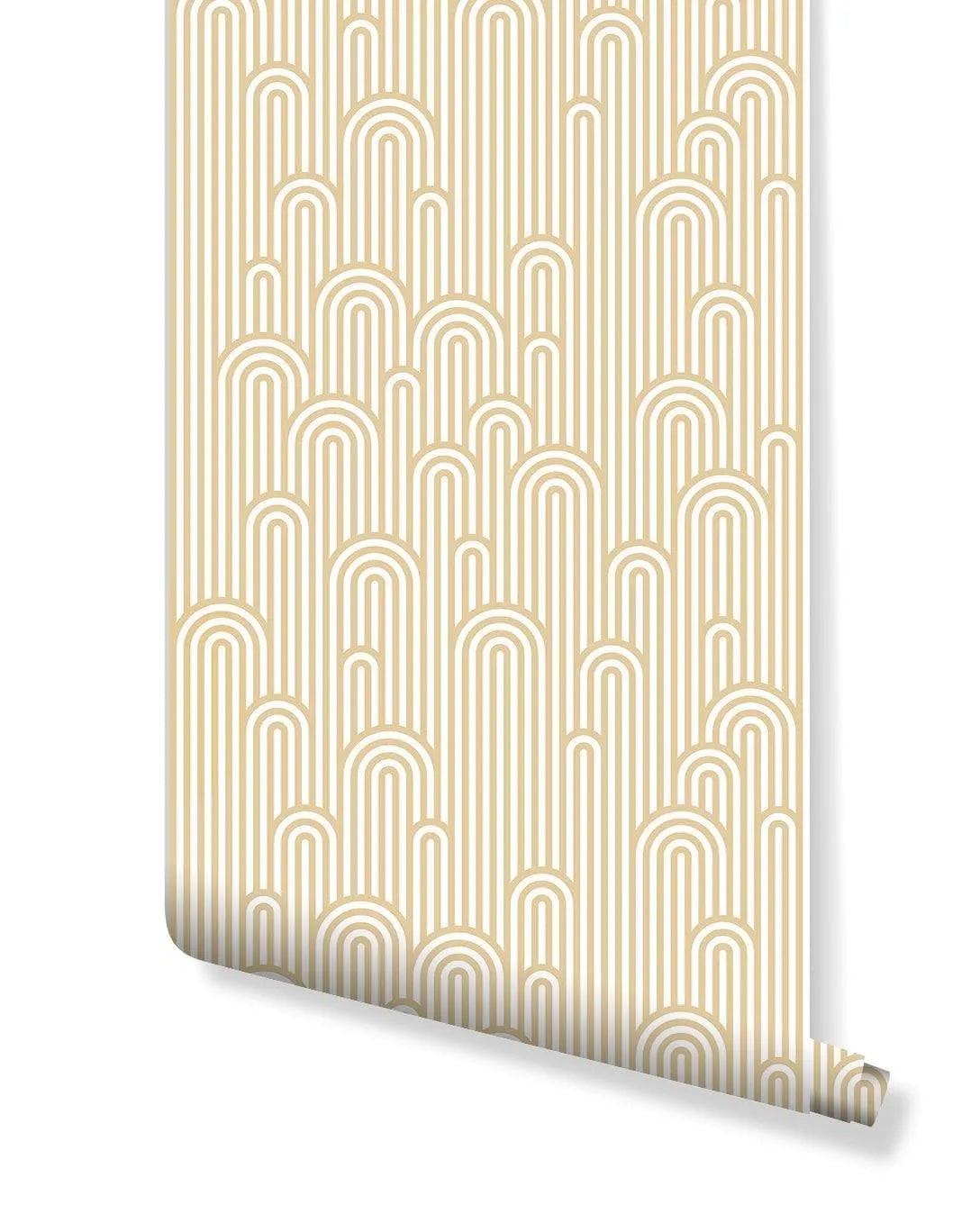 Art Deco Geometric Cloud Line Waves Removable Wallpaper