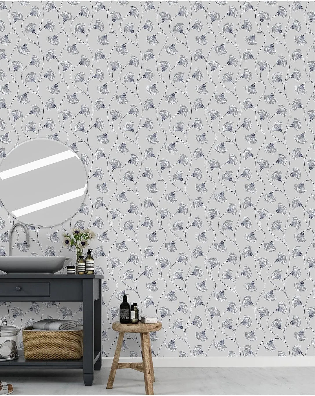 Art Deco Minimalistic Flowers Removable Wallpaper