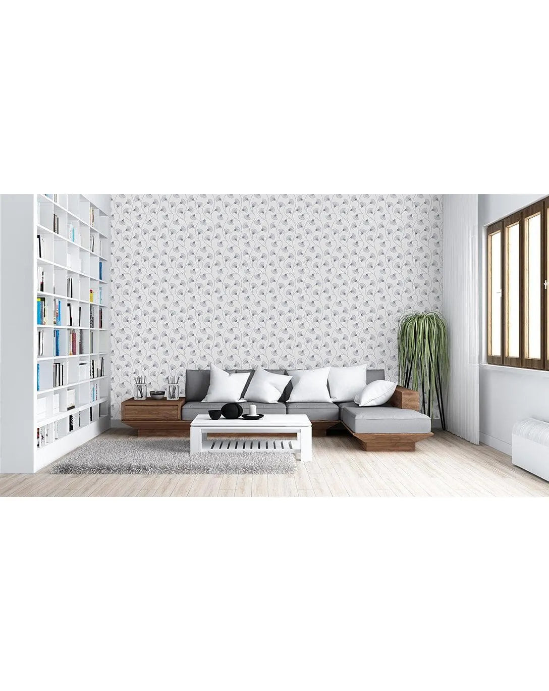 Art Deco Minimalistic Flowers Removable Wallpaper