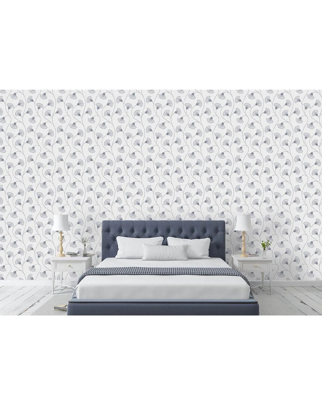 Art Deco Minimalistic Flowers Removable Wallpaper