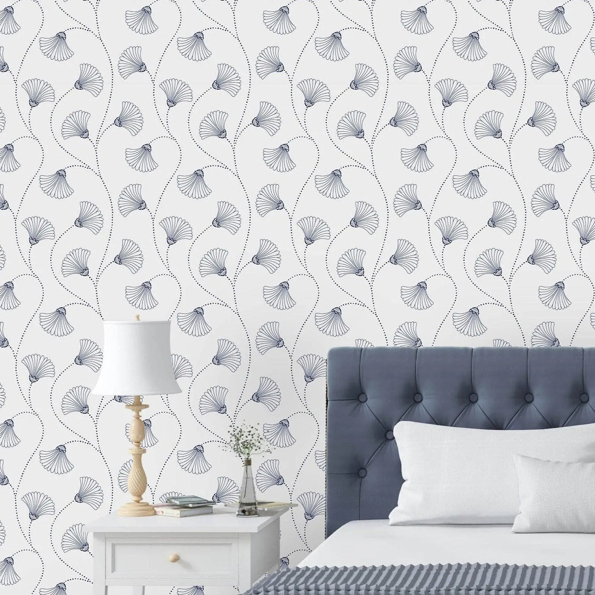 Art Deco Minimalistic Flowers Removable Wallpaper