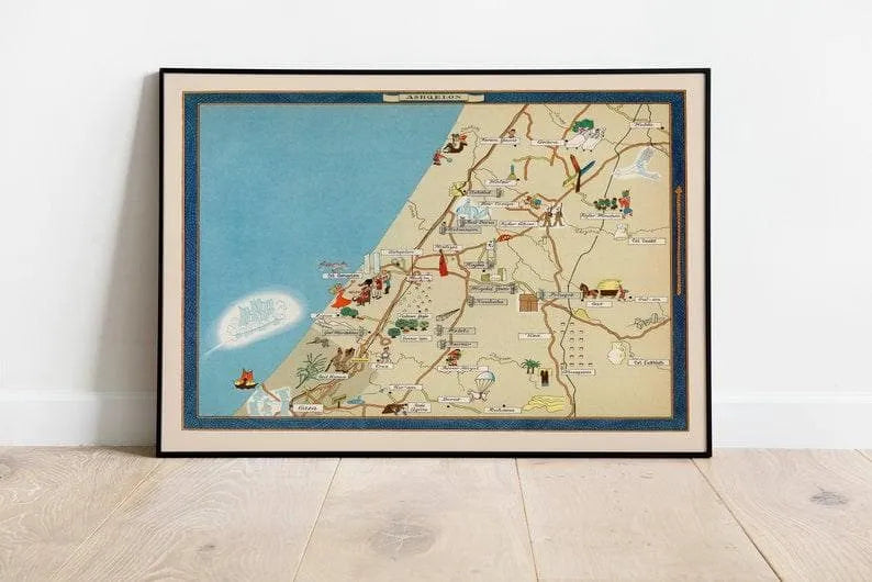 Ashkelon Map Print Israel Map Posters