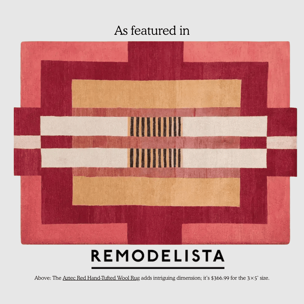 Atzec Red Hand Tufted Wool Rug