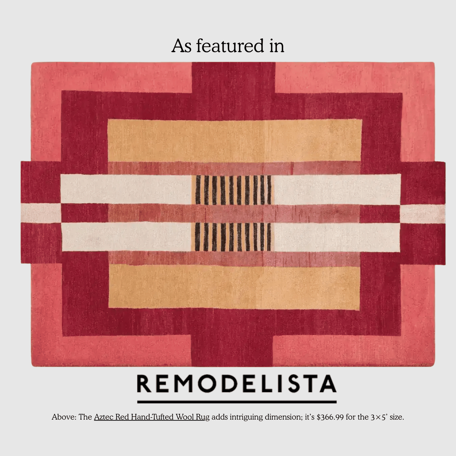 Atzec Red Hand Tufted Wool Rug