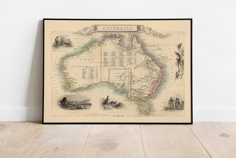 Australia Continent Map Poster for Wall Decor Australia Continent Map Poster for Wall Decor 