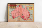 Australia Map Print 1942 Australia Map Wall Art