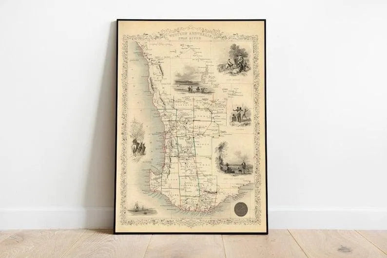 Australia Vintage Map Wall Poster