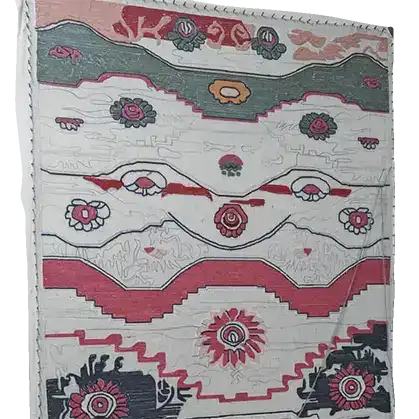 Vibrant Aztec Echoes Hand Tufted Area Rug, perfect for adding a pop of color to your bedroom or office. This wool rug features intricate patterns with red and gray hues, ideal as a stylish bedroom rug or office rug.