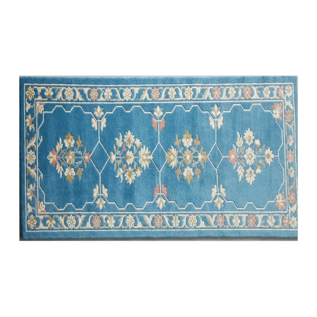 Azure Blossom Path Hand Tufted Runner Rug - alternate view