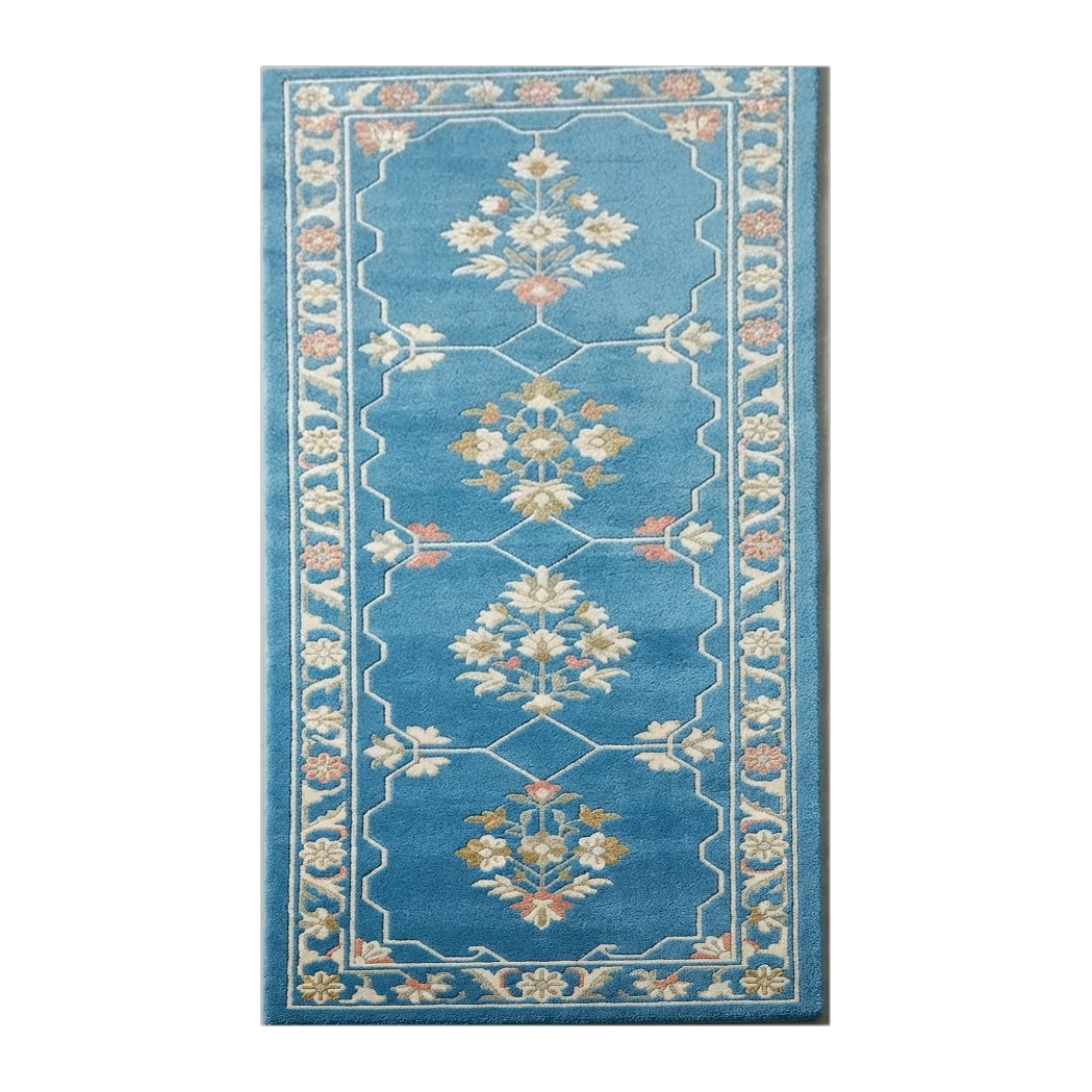 Azure Blossom Path Hand Tufted Runner Rug