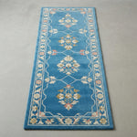 Azure Blossom Path Hand Tufted Runner Rug — blue, cream, pink chinoiserie rug by Maia Homes