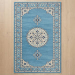 Azure Pendant Medallion Hand Tufted Rug — blue, light blue, cream traditional rug by Maia Homes