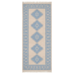 Azure Diamond Column Hand Knotted Runner Rug