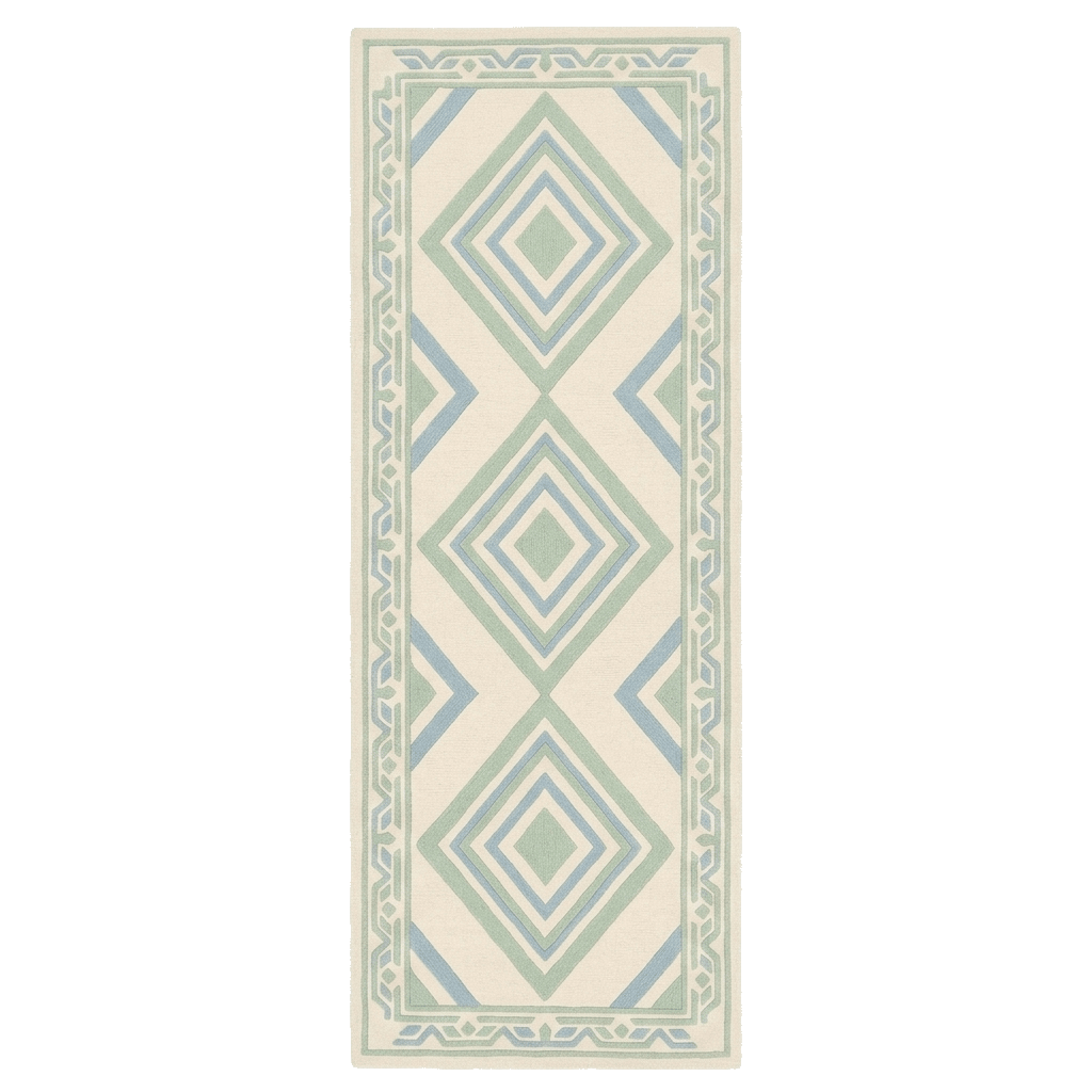 Azure Diamond Lattice Hand Tufted Runner Rug - MAIA HOMES