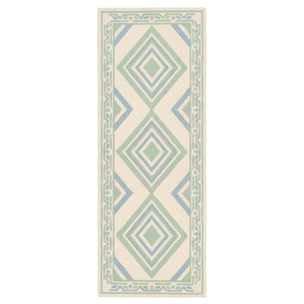 Azure Diamond Lattice Hand Tufted Runner Rug
