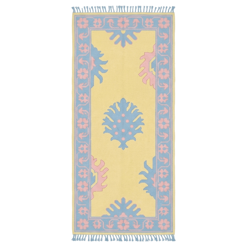 Azure Flora Hand Knotted Runner Rug - MAIA HOMES