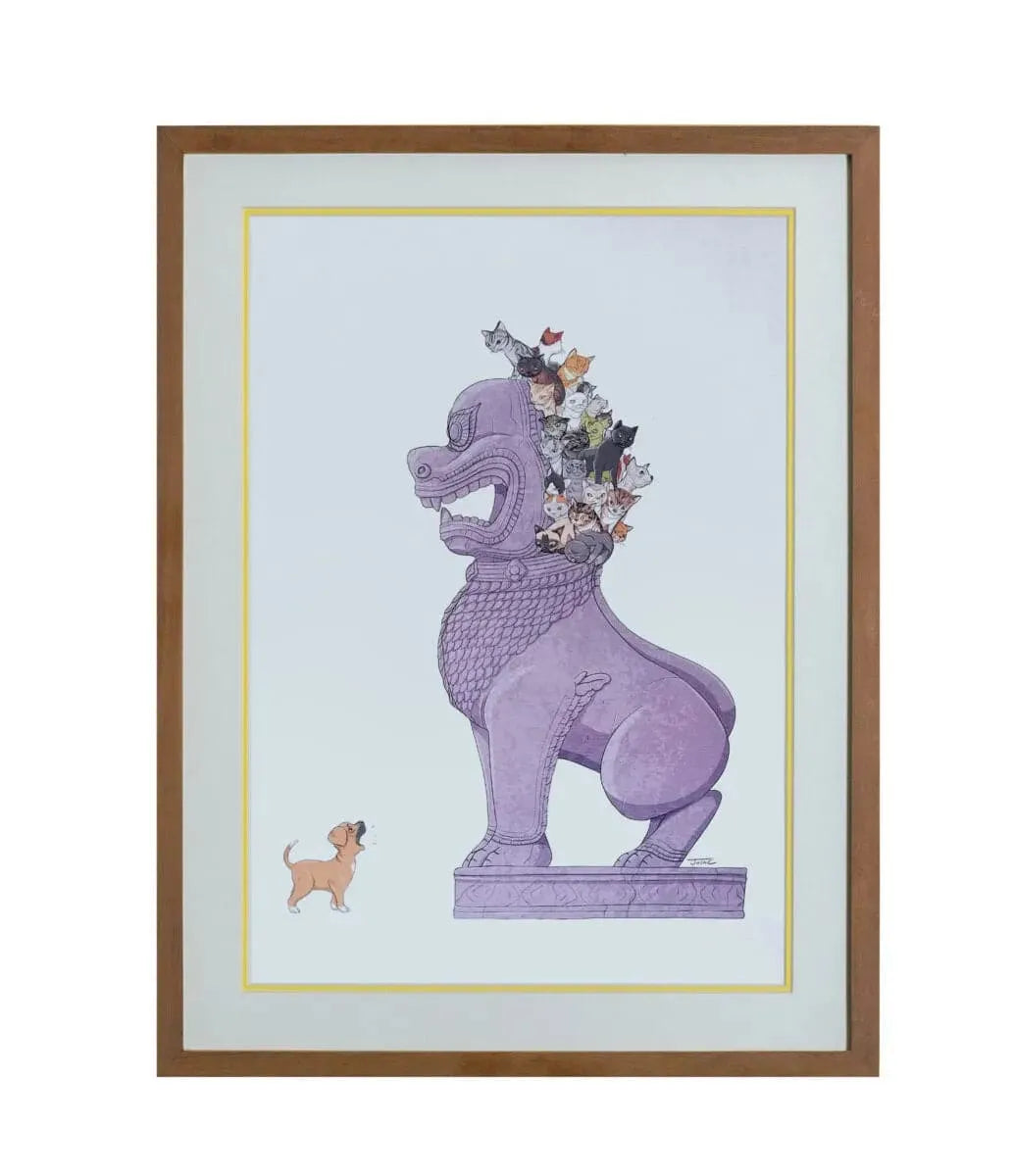 BARKING DOG, HIDDEN CATS Wall Art Print